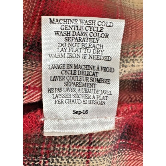 White Crow Shacket Size Large Red Cream Black Plaid Hooded Flannel Faux Fur‎ - Picture 10 of 15